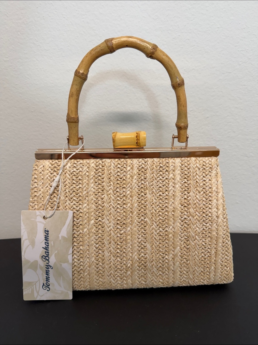 Tommy Bahama | Natural Clutch with Bamboo Handle & Snap Lock w/Crossbody 🌴